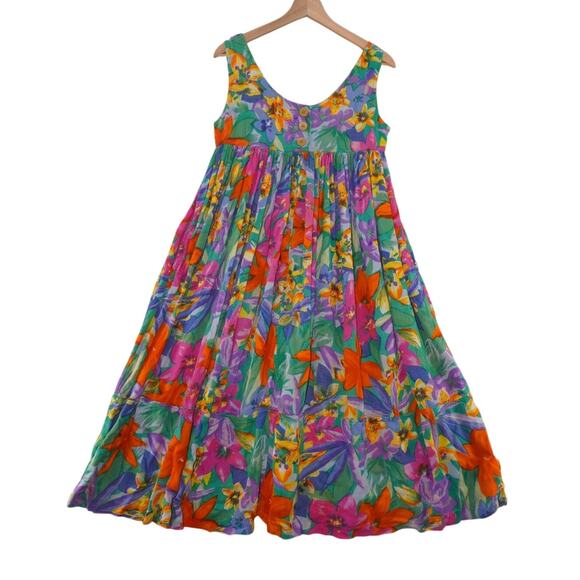 Vintage 80s 90s Erika Taylor Sport Floral Dress Women’s S Rayon Mod Boho Summer - Picture 1 of 5